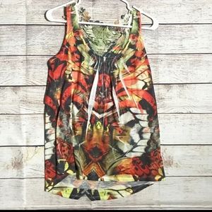 Embroidered abstract sleeveless top